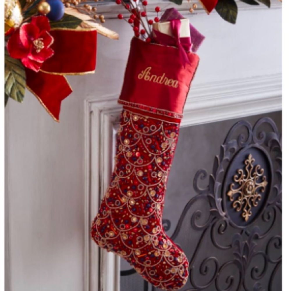 Kim Seybert Royal Beaded Velvet Stocking